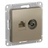 ATLASDESIGN РОЗЕТКА двойная комп+ТВ, RJ45+TV, кат.5E, механизм, ШАМПАНЬ, ATN000589