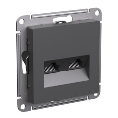 ATLASDESIGN РОЗЕТКА двойная компьютерная RJ45+RJ45, кат.5Е, механизм, БАЗАЛЬТ, ATN001485