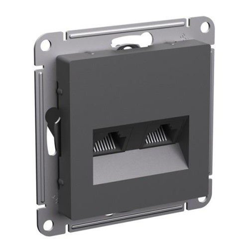 ATLASDESIGN РОЗЕТКА двойная компьютерная RJ45+RJ45, кат.5Е, механизм, БАЗАЛЬТ, ATN001485