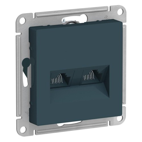 ATLASDESIGN РОЗЕТКА двойная компьютерная RJ45+RJ45, кат.5E, механизм, ИЗУМРУД, ATN000885
