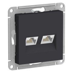 ATLASDESIGN РОЗЕТКА двойная компьютерная RJ45+RJ45, кат.5E, механизм, КАРБОН, ATN001085