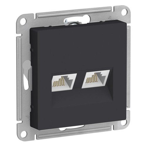 ATLASDESIGN РОЗЕТКА двойная компьютерная RJ45+RJ45, кат.5E, механизм, КАРБОН, ATN001085