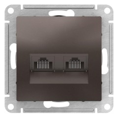 ATLASDESIGN РОЗЕТКА двойная компьютерная RJ45+RJ45, кат.5E, механизм, МОККО, ATN000685