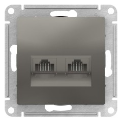 ATLASDESIGN РОЗЕТКА двойная компьютерная RJ45+RJ45, кат.5E, механизм, СТАЛЬ, ATN000985