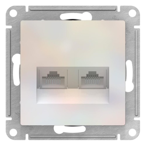ATLASDESIGN РОЗЕТКА двойная компьютерная RJ45+RJ45, кат.5E, механизм, ЖЕМЧУГ, ATN000485