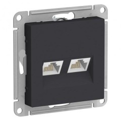 ATLASDESIGN РОЗЕТКА двойная компьютерная RJ45+RJ45, кат.6А, механизм, КАРБОН, ATN001088
