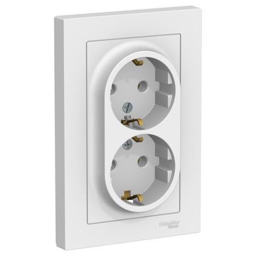 ATLASDESIGN РОЗЕТКА двойная с заземлением, 16А, в сборе, ЛОТОС, ATN001324
