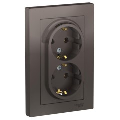 ATLASDESIGN РОЗЕТКА двойная с заземлением, 16А, в сборе, МОККО, ATN000624