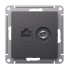 ATLASDESIGN РОЗЕТКА двойная ТВ + компьютерная RJ45, кат. 5Е, БАЗАЛЬТ, ATN001489