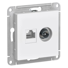 ATLASDESIGN РОЗЕТКА двойная ТВ + компьютерная RJ45, кат. 5Е, БЕЛЫЙ, ATN000189