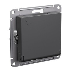 ATLASDESIGN РОЗЕТКА с заземл. со шторками с крышкой, 16А, IP20, механизм, БАЗАЛЬТ, ATN001446