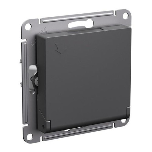 ATLASDESIGN РОЗЕТКА с заземл. со шторками с крышкой, 16А, IP20, механизм, БАЗАЛЬТ, ATN001446