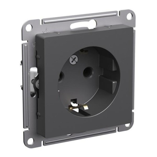 ATLASDESIGN РОЗЕТКА с заземлением, 16А, механизм, БАЗАЛЬТ, ATN001443