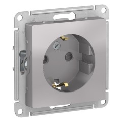 ATLASDESIGN РОЗЕТКА с заземлением со шторками, 16А, механизм, АЛЮМИНИЙ, ATN000345