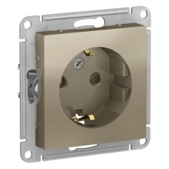 ATLASDESIGN РОЗЕТКА с заземлением со шторками, 16А, механизм, ШАМПАНЬ, ATN000545