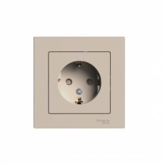 ATLASDESIGN РОЗЕТКА с заземлением со шторками, 16А, в сборе, ПЕСОЧНЫЙ, ATN001244