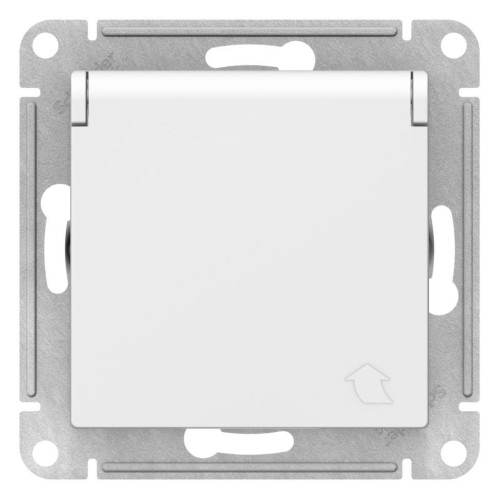 ATLASDESIGN РОЗЕТКА с заземлением  со шторками с крышкой, 16А, IP20, механизм, БЕЛЫЙ, ATN000146