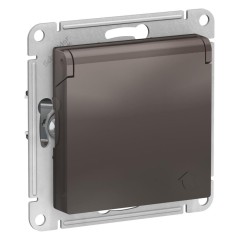 ATLASDESIGN РОЗЕТКА с заземлением  со шторками с крышкой, 16А, IP20, механизм, МОККО, ATN000646