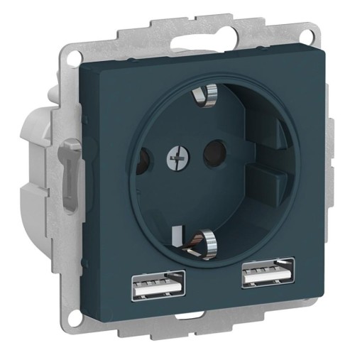 ATLASDESIGN SO + USB розетка A+A, 5В/2,4 А, 2х5В/1,2 А, изумруд, ATN000830