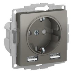 ATLASDESIGN SO + USB розетка A+A, 5В/2,4 А, 2х5В/1,2 А, сталь, ATN000930