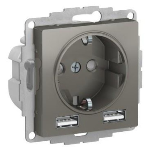 ATLASDESIGN SO + USB розетка A+A, 5В/2,4 А, 2х5В/1,2 А, сталь, ATN000930