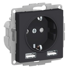 ATLASDESIGN SO + USB розетка A+A, 5В/2,4А, 2х5В/1,2 А, карбон, ATN001030