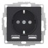 ATLASDESIGN SO + USB розетка A+A, 5В/2,4А, 2х5В/1,2 А, карбон, ATN001030