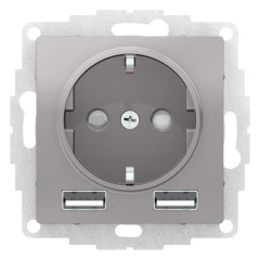 ATLASDESIGN SO + USB розетка A+A, 5В/2,4А, 2х5В/1,2А, алюминий, ATN000330