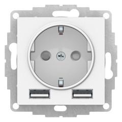 ATLASDESIGN SO + USB розетка A+A, 5В/2,4А, 2х5В/1,2А, белый, ATN000130