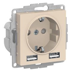 ATLASDESIGN SO + USB розетка A+A, 5В/2,4А, 2х5В/1,2А, бежевый, ATN000230