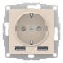 ATLASDESIGN SO + USB розетка A+A, 5В/2,4А, 2х5В/1,2А, бежевый, ATN000230