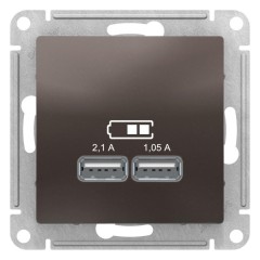 ATLASDESIGN USB РОЗЕТКА, 5В, 1 порт x 2,1 А, 2 порта х 1,05 А, механизм, МОККО, ATN000633