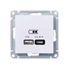 ATLASDESIGN USB РОЗЕТКА A + тип-C 45Вт высокоскор.заряд. QC, PD, механизм, ЛОТОС, ATN001329