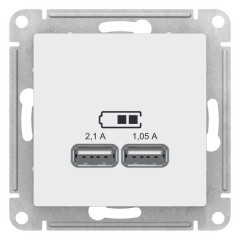 ATLASDESIGN USB РОЗЕТКА A+A, 5В/2,1 А, 2х5В/1,05 А, механизм, ЛОТОС, ATN001333