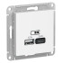 ATLASDESIGN USB розетка A+С, 5В/2,4 А, 2х5В/1,2 А, белый, ATN000139