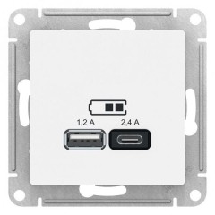 ATLASDESIGN USB РОЗЕТКА А+С, 5В/2,4 А, 2х5В/1,2 А, механизм, ЛОТОС, ATN001339