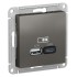 ATLASDESIGN USB розетка A+С, 5В/2,4 А, 2х5В/1,2 А, сталь, ATN000939