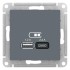 ATLASDESIGN USB розетка A+С, 5В/2,4А, 2х5В/1,2А, грифель, ATN000739