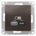 ATLASDESIGN USB розетка A+С, 5В/2,4А, 2х5В/1,2А, мокко, ATN000639