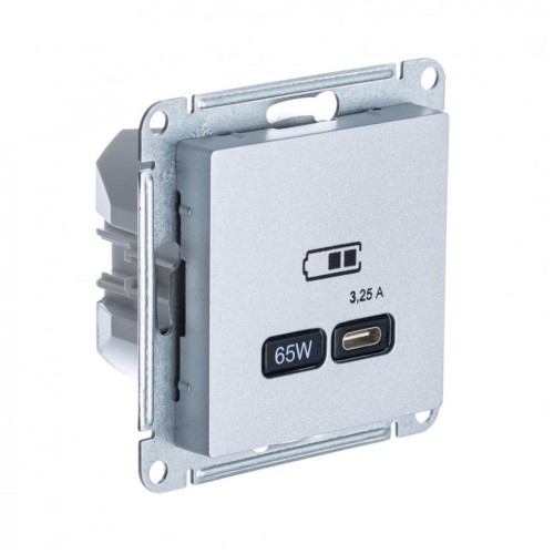 ATLASDESIGN USB РОЗЕТКА тип-C 65W высокоскор.заряд. QC, PD, механизм, АЛЮМИНИЙ, ATN000327