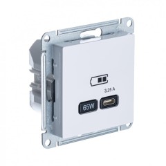 ATLASDESIGN USB РОЗЕТКА тип-C 65W высокоскор.заряд. QC, PD, механизм, БЕЛЫЙ, ATN000127