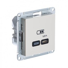 ATLASDESIGN USB РОЗЕТКА тип-C 65W высокоскор.заряд. QC, PD, механизм, БЕЖЕВЫЙ, ATN000227