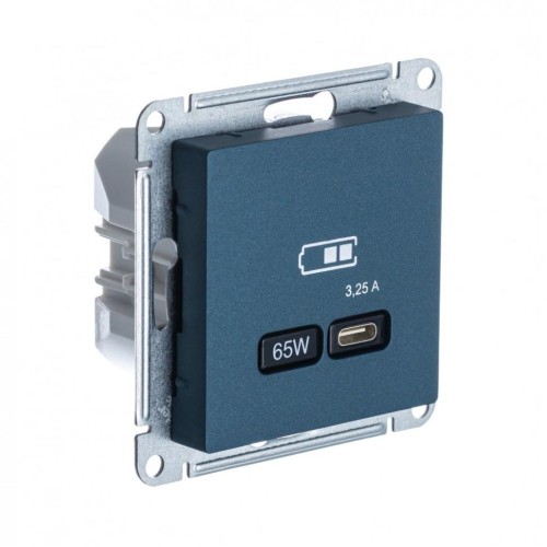 ATLASDESIGN USB РОЗЕТКА тип-C 65W высокоскор.заряд. QC, PD, механизм, ИЗУМРУД, ATN000827