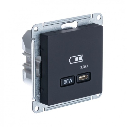 ATLASDESIGN USB РОЗЕТКА тип-C 65W высокоскор.заряд. QC, PD, механизм, КАРБОН, ATN001027
