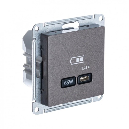 ATLASDESIGN USB РОЗЕТКА тип-C 65W высокоскор.заряд. QC, PD, механизм, МОККО, ATN000627