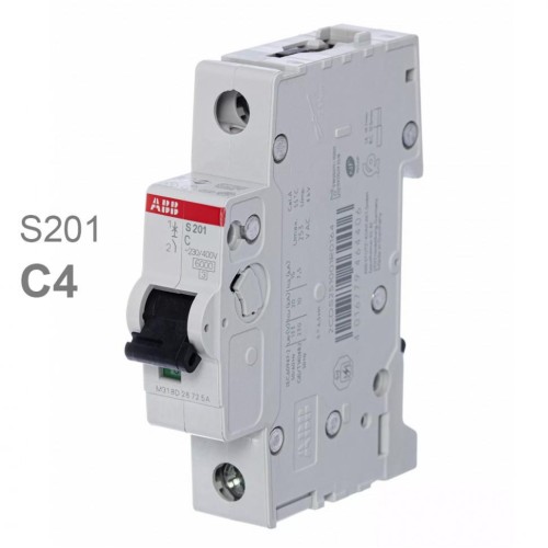 Автоматический выключатель ABB 1-полюсный S201 C4 (автомат электрический) 2CDS251001R0044