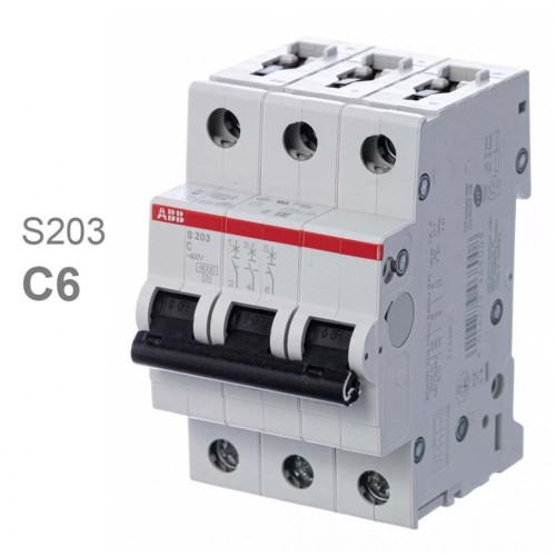 Автоматический выключатель ABB 3-полюсный S203 C6 (автомат электрический) 2CDS253001R0064