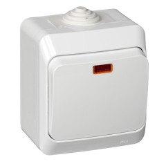 BA10-045B - ЭТЮД IP44 О/У 1-клавишный ВЫКЛЮЧАТЕЛЬ с подсветкой 10 АХ, БЕЛЫЙ, Россия, Systeme Electric