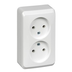 PA16-005B - ЭТЮД О/У двойная РОЗЕТКА без заземления без шторок 16А 250B, БЕЛЫЙ, Россия, Systeme Electric