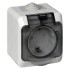 PA16-044C - ЭТЮД IP44 О/У РОЗЕТКА с заземлением со шторками 16А 250В, СЕРЫЙ, Россия, Systeme Electric